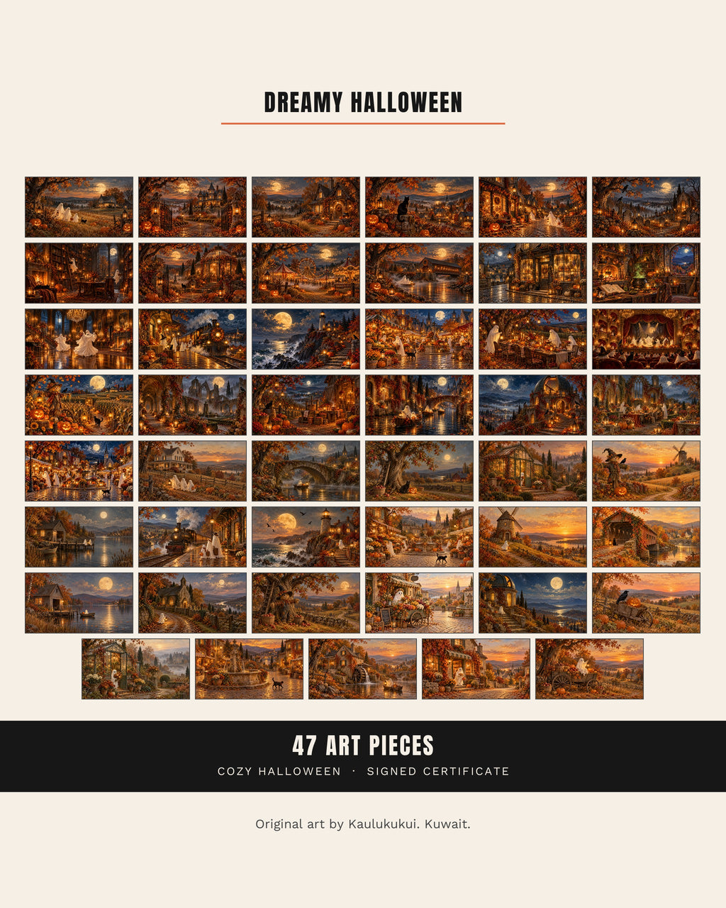 Dreamy Halloween contact sheet: all 47 pieces of cozy Halloween and fall Frame TV art in 4K