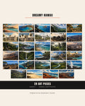 All twenty-nine Dreamy Hawaii pieces shown together in a grid, with the contents: 29 art pieces and a signed certificate